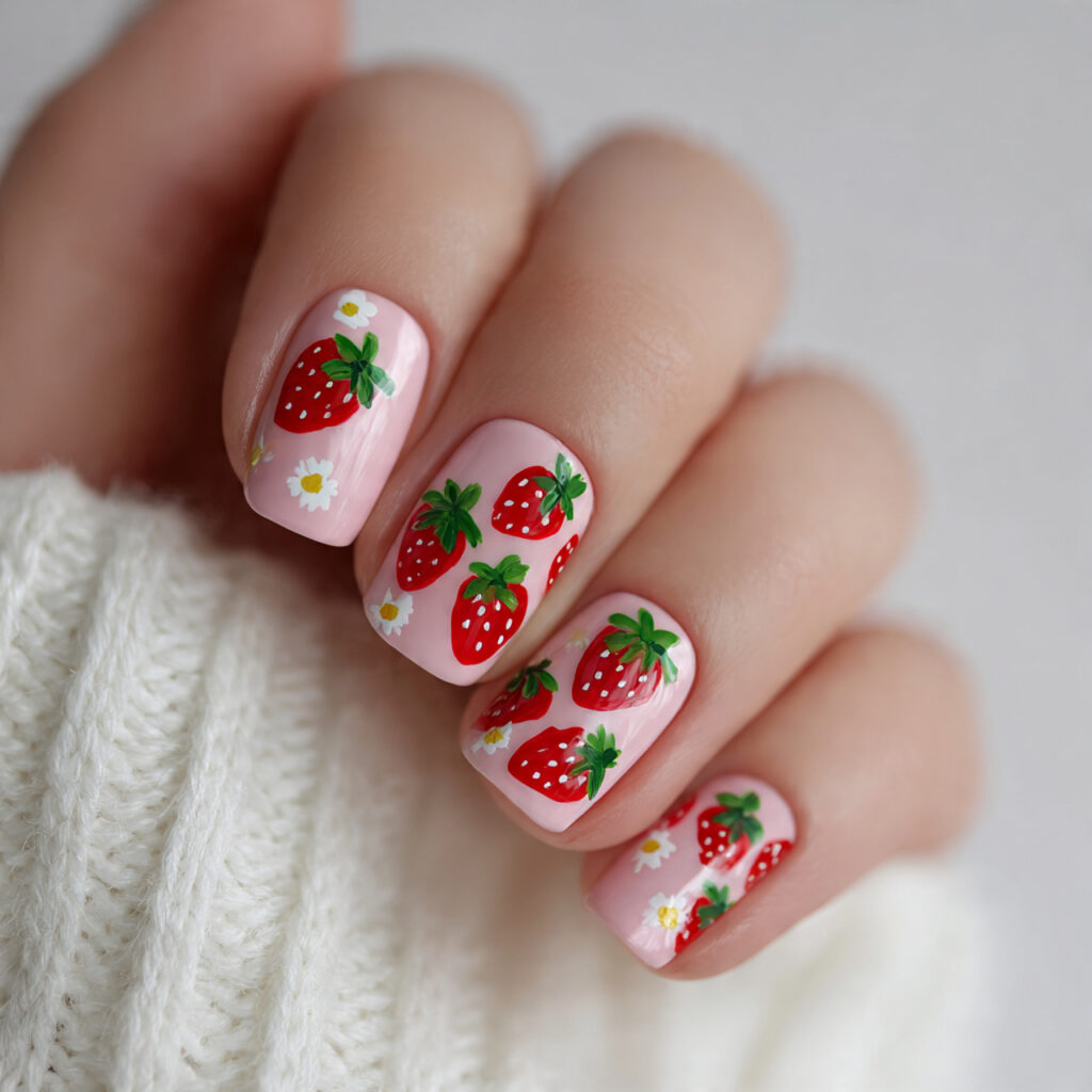 cute strawberry nails