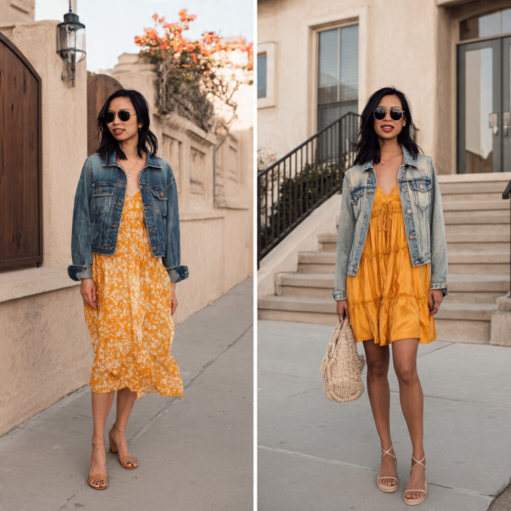 denim jacket summer dress outfits for women