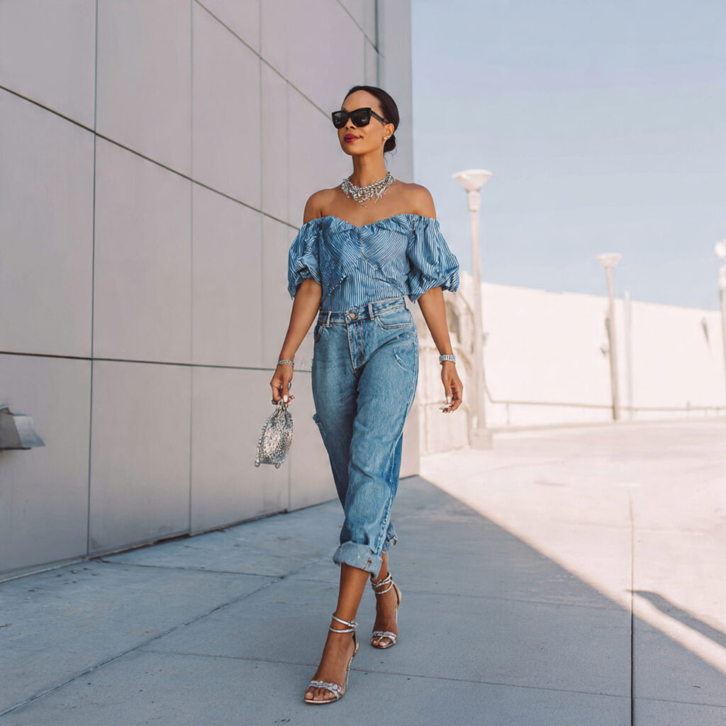 14 Birthday Outfit Ideas for Women That Will Make You Feel Like the Main Character 10 denim statement top for birthday outfit ideas for