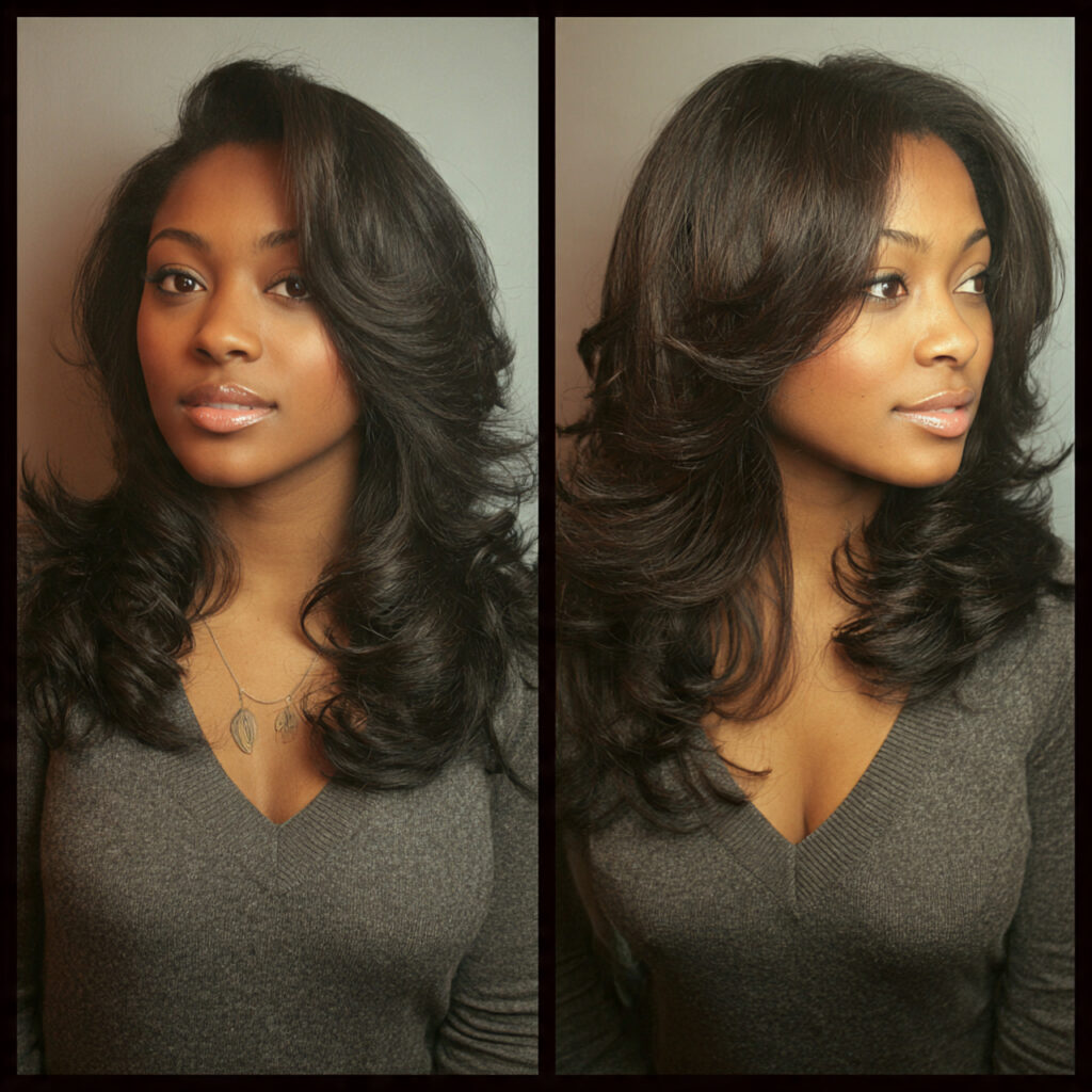 feathered layers with quick weave hairstyles