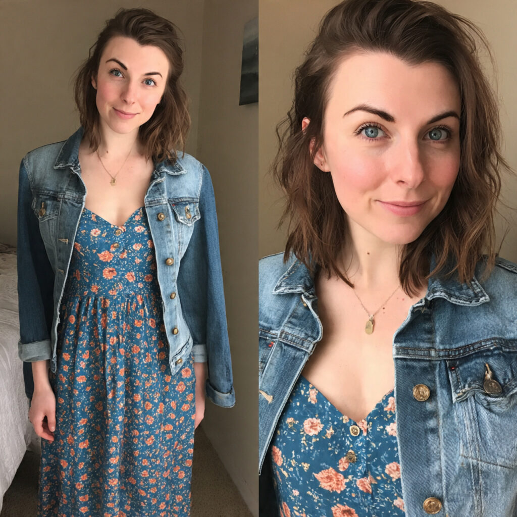 12 Cute Outfit Ideas You’ll Want to Copy Immediately (Trust Me, These Are Too Good) 3 flowy dress denim jacket