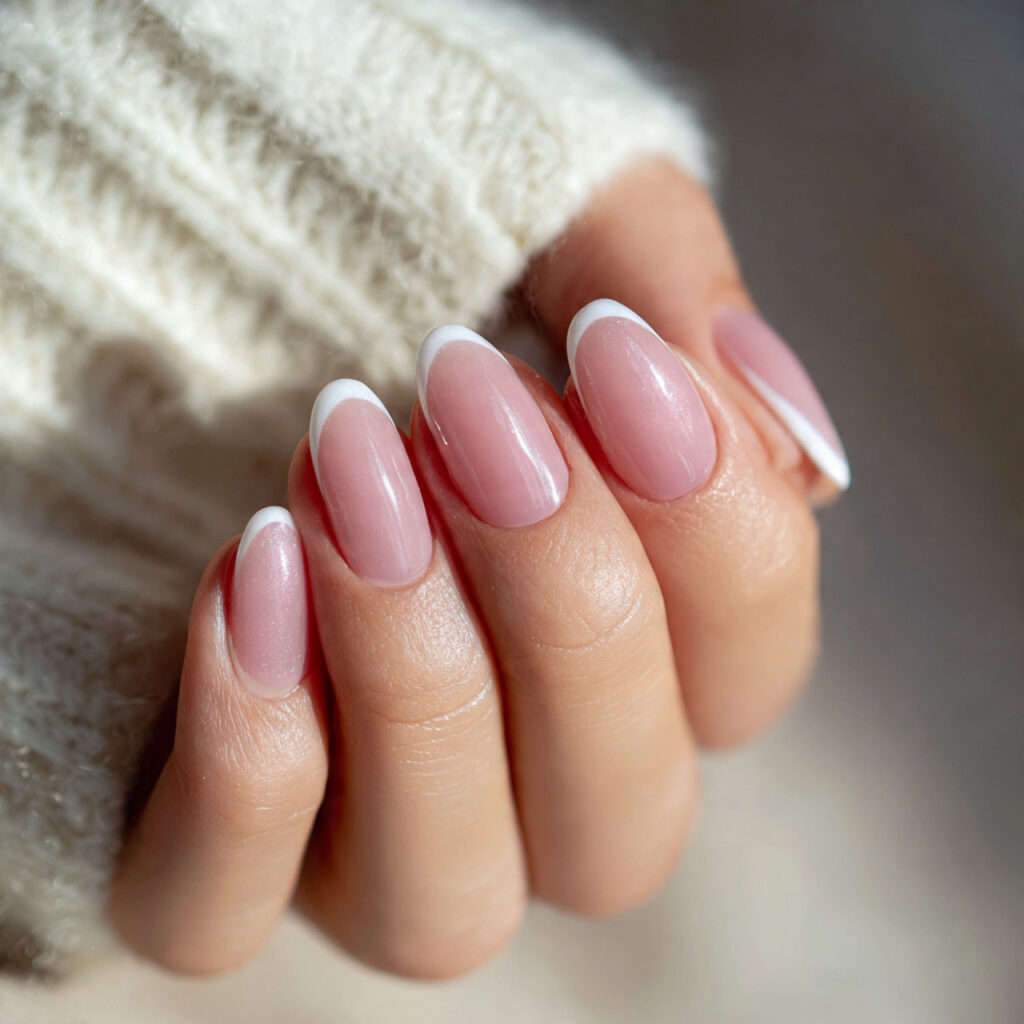 french tip short almond nails