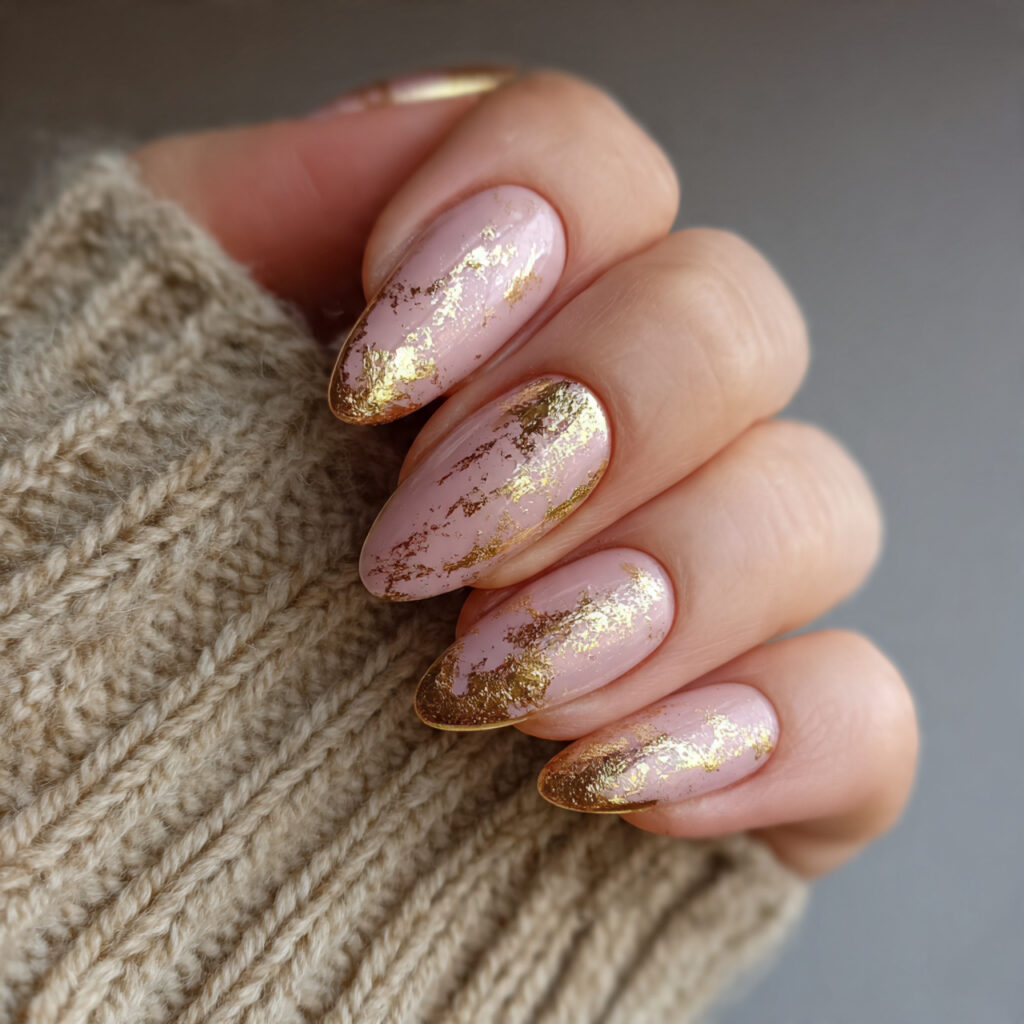 13 Trending Almond Nails That Are Everywhere Right Now (And Honestly… I’m Obsessed) 11 gold accent almond nails