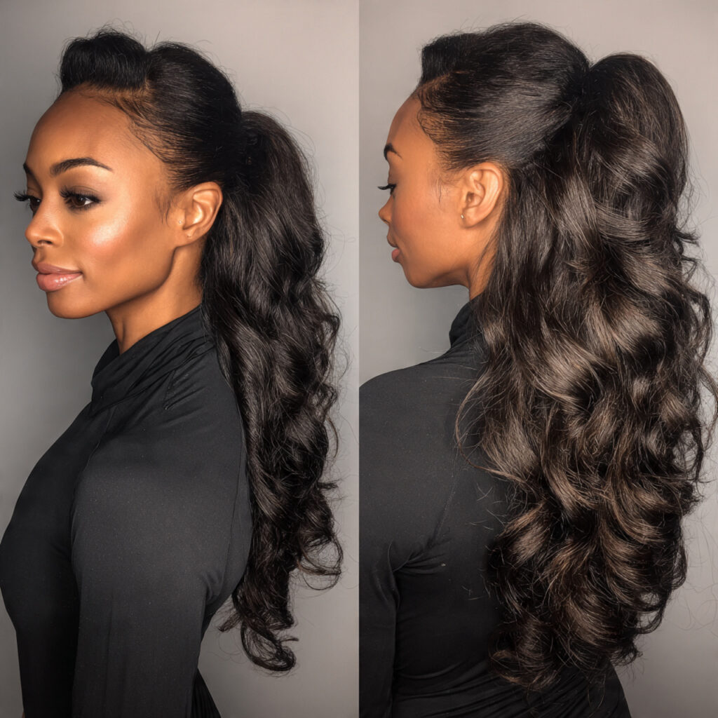 half up half down quick weave