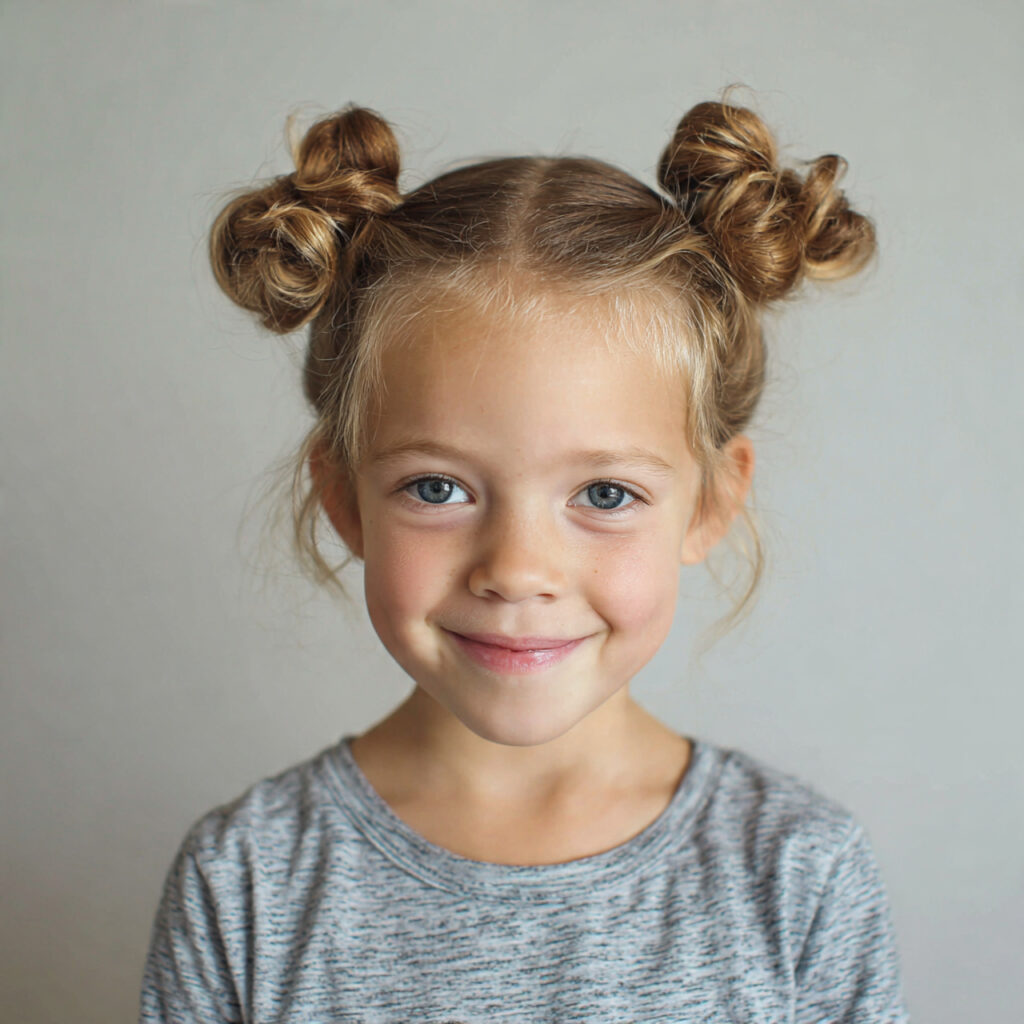 11 Kids Hairstyles Ideas That Are Cute, Easy & Totally Parent-Approved 4 half up space buns for kids