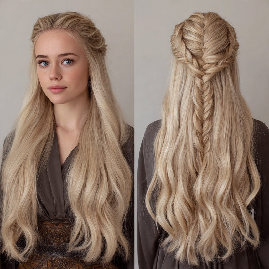 half up straight hairstyle