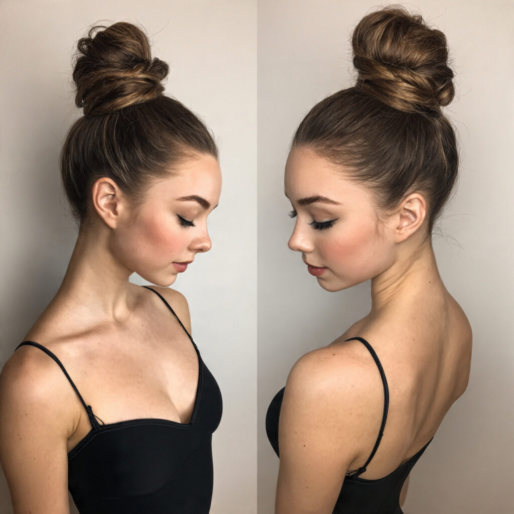 high ballet bun with hairstyles