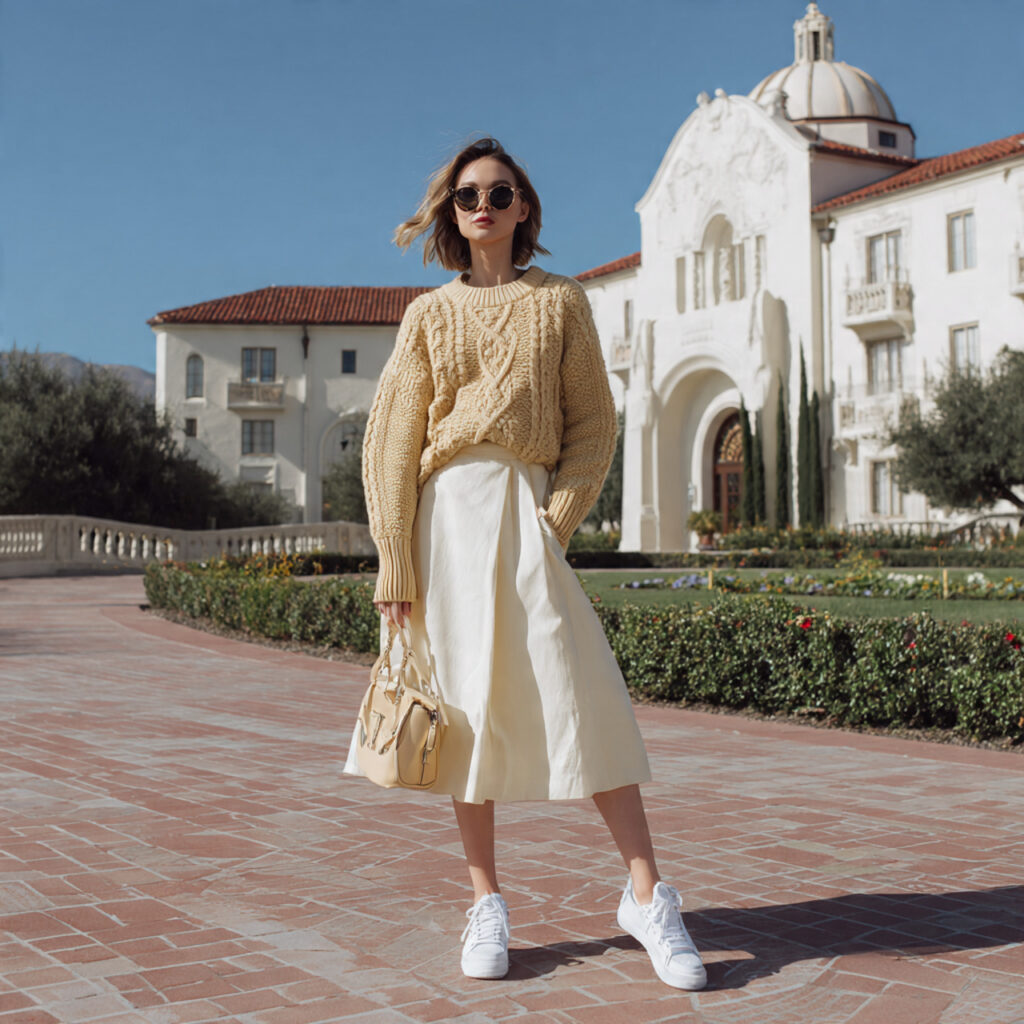 14 Outfit Ideas for School That Make Getting Dressed at 7 AM Way Easier (and Actually Stylish) 11 knit sweater midi skirt for school outfits