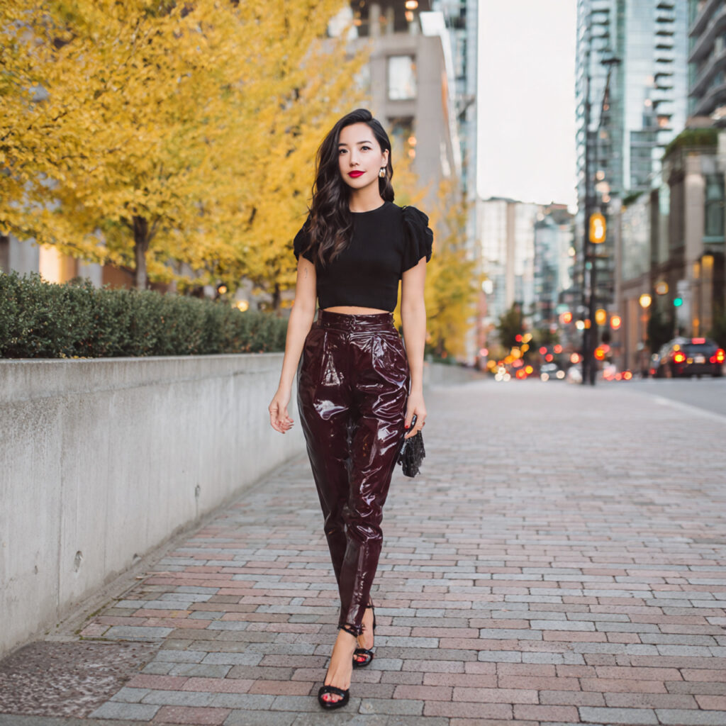 12 Girls Night Out Outfit Ideas That Will Instantly Make You the Best-Dressed in the Group 3 leather pants crop top for girls night out outfit