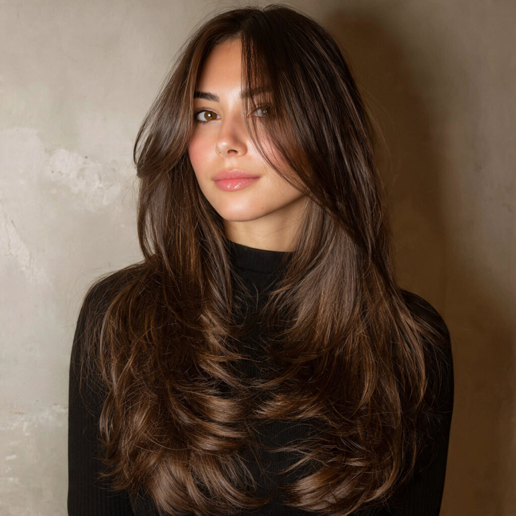 long hair with face framing layers