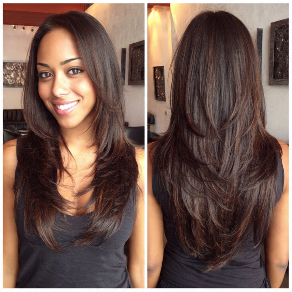long straight layers with quick weave hairstyles