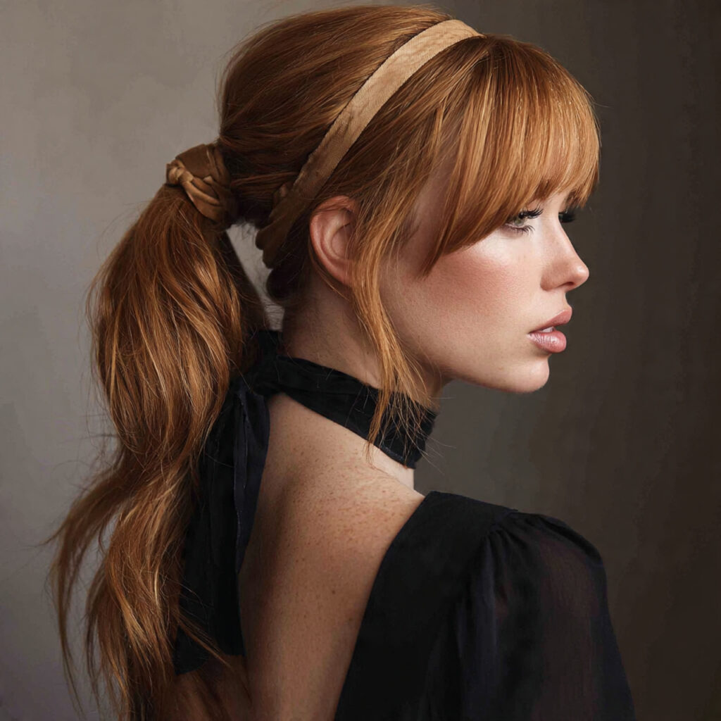 low ponytail with a headband