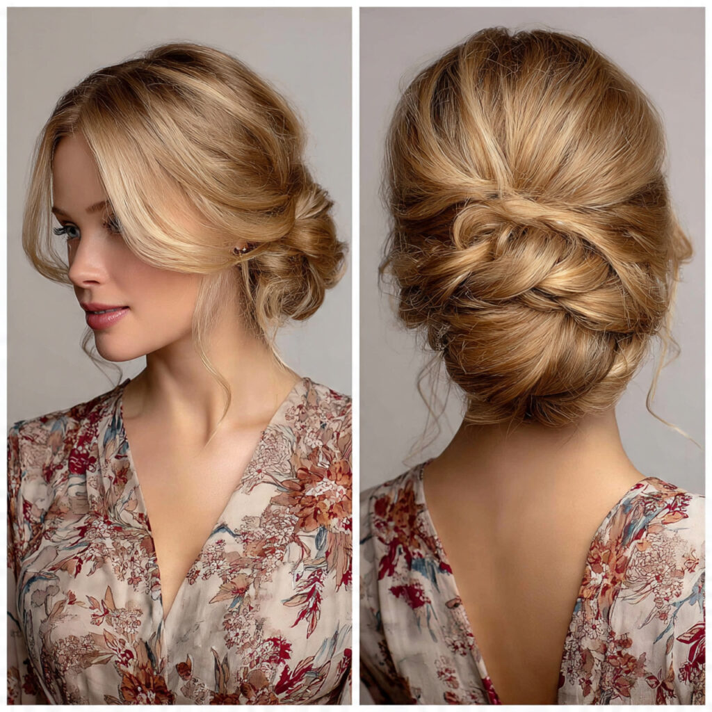 14 Updo Hairstyles Ideas That Instantly Make You Look Put-Together (Even on Lazy Hair Days) 9 low twisted bun with updo hairstyles