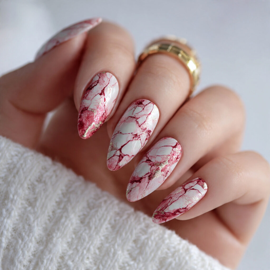 12 Almond Nails Designs That Instantly Make Your Hands Look Expensive (Yes, Even on Lazy Days) 8 marble almond nails 1