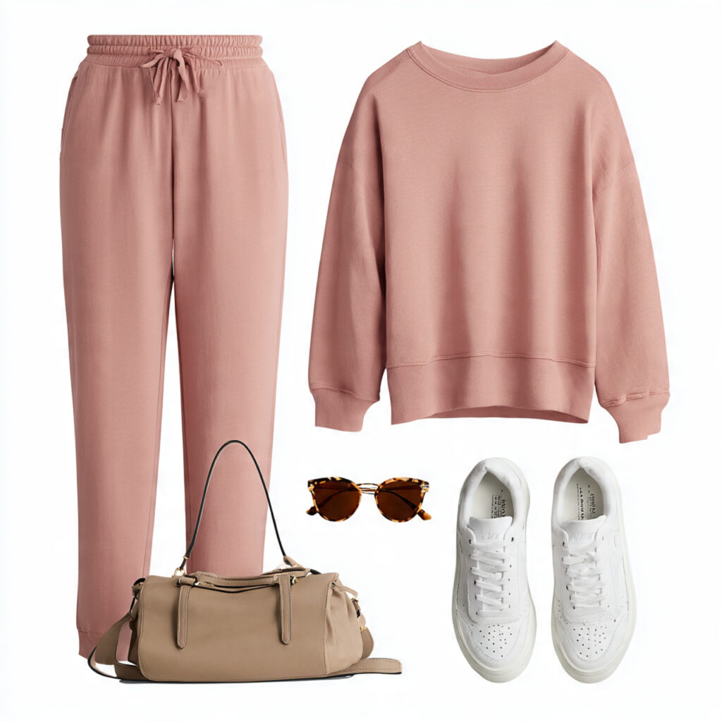 matching lounge set white sneakers for women