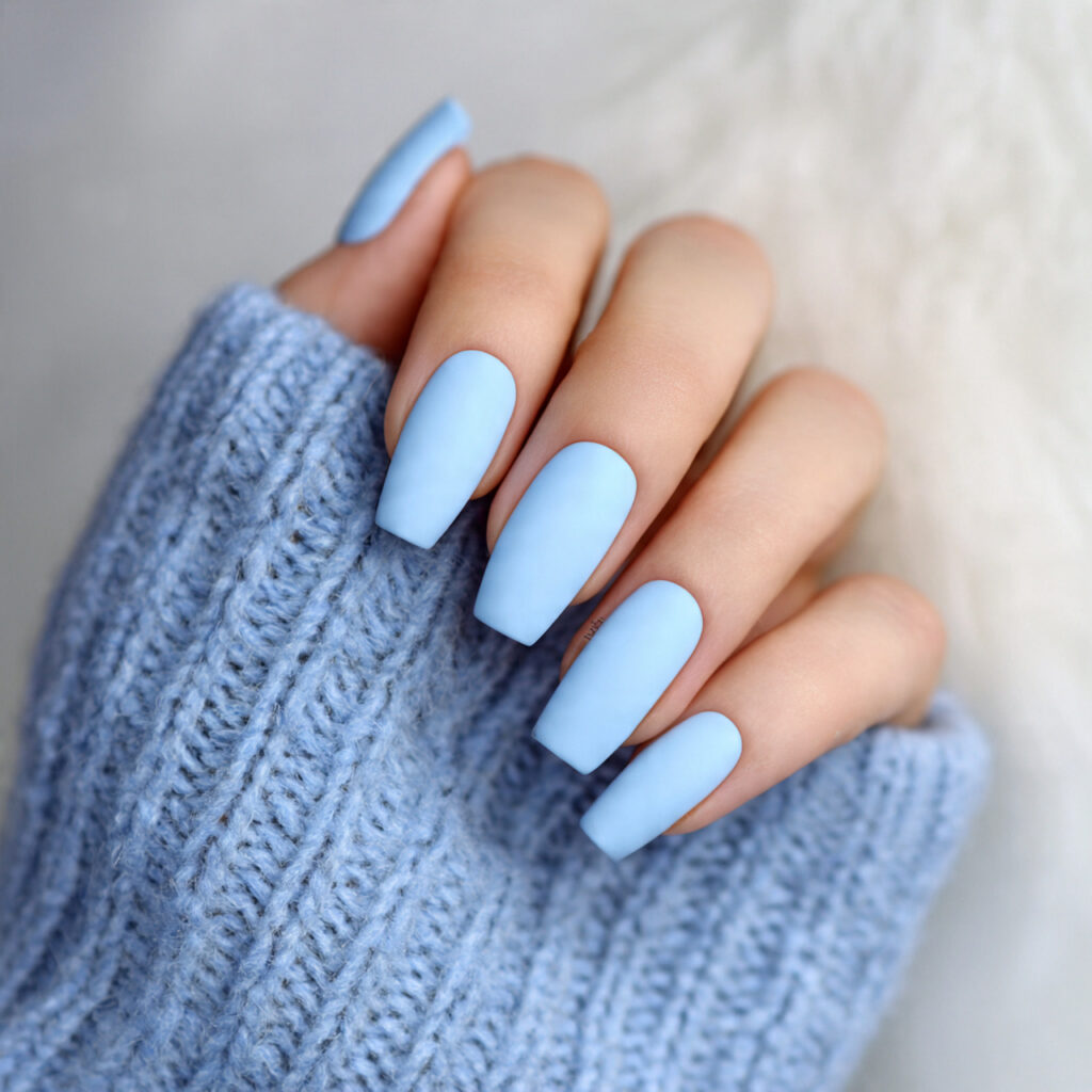 14 Baby Blue Nails Ideas That Are Soft, Chic, and Seriously Addictive 9 matte baby blue nails