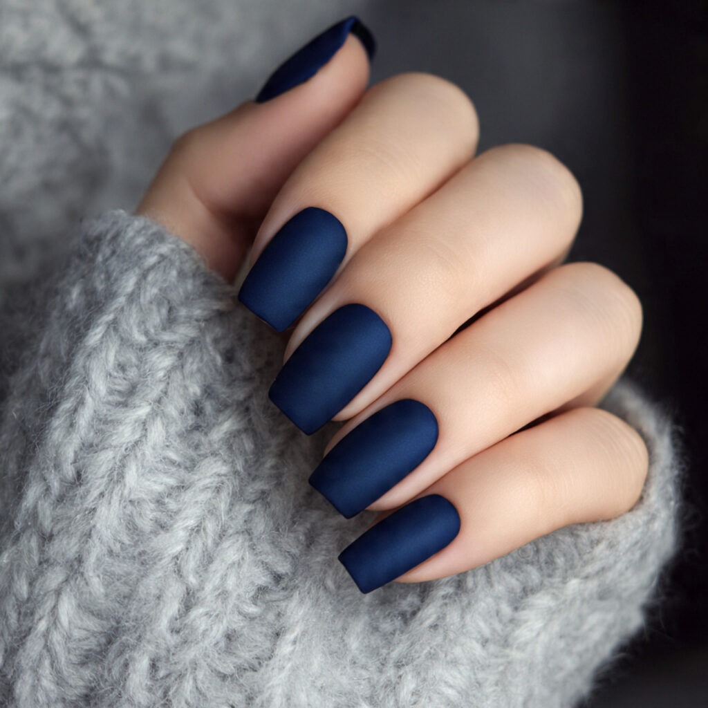 13 Navy Blue Nails Ideas That Look Expensive, Chic, and Totally Copy-Worthy 9 matte navy blue nails