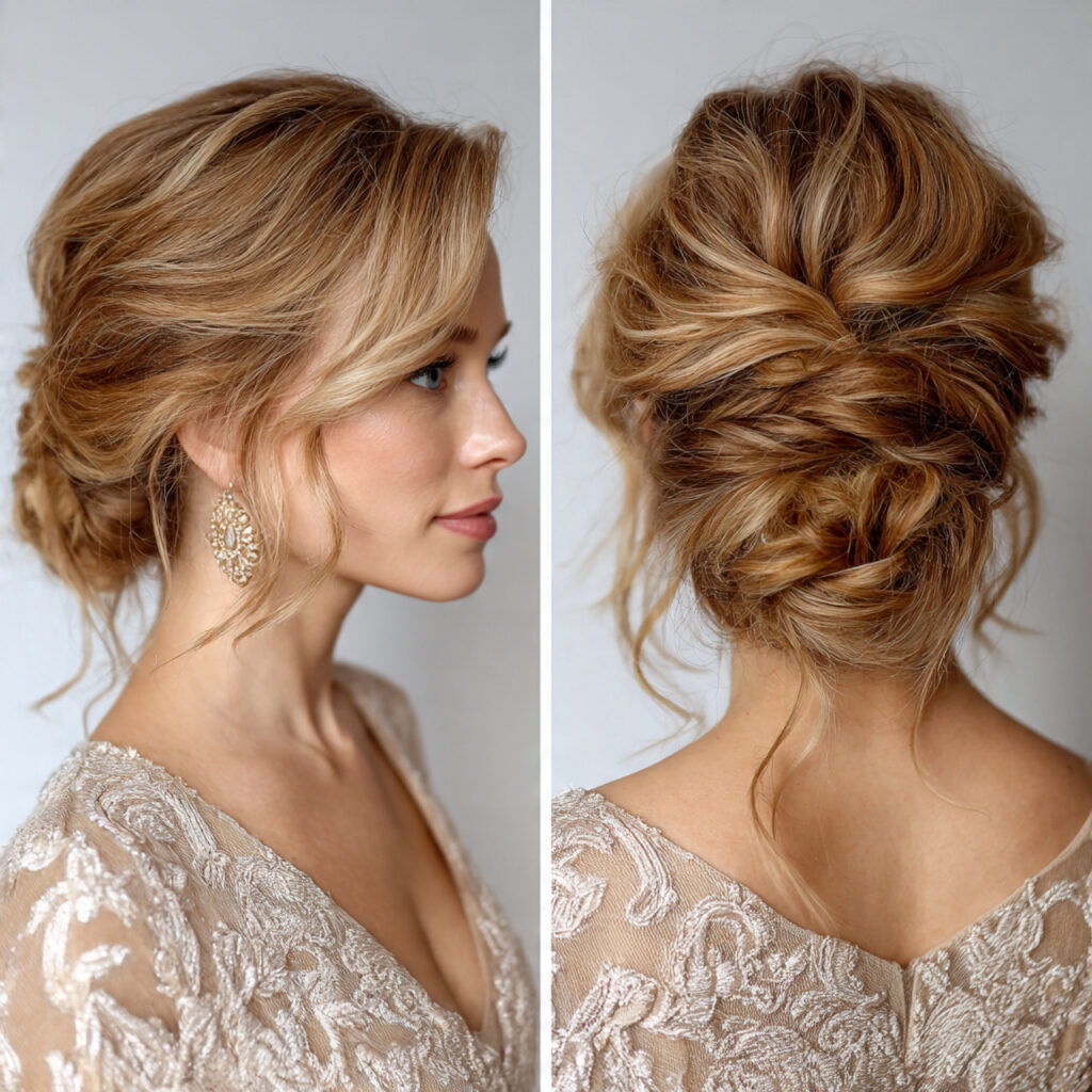 messy low bun with long hairstyles ideas