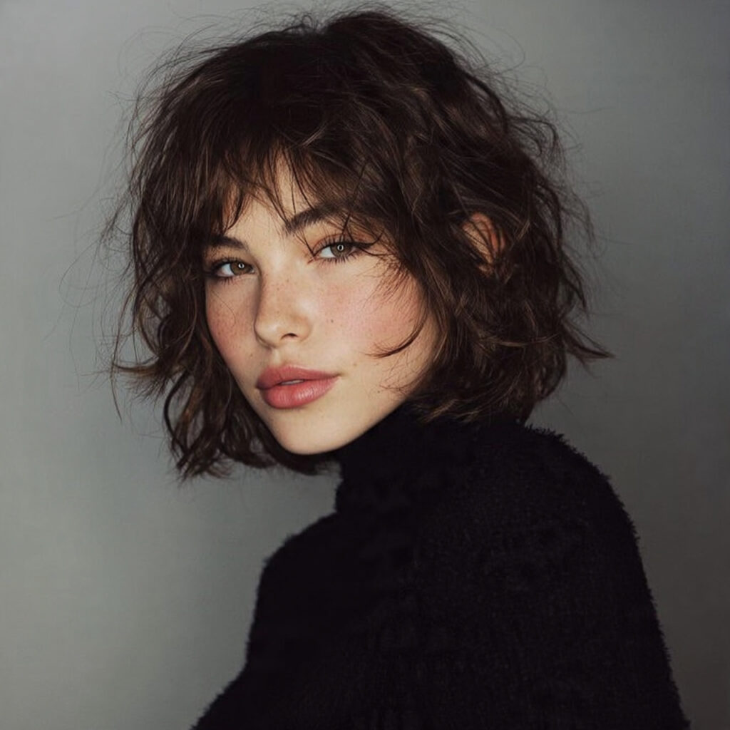 messy wavy women bob