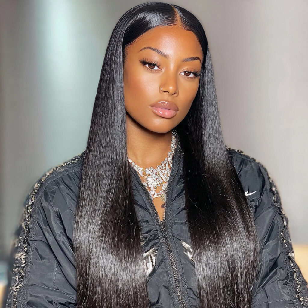 middle part straight weave styles