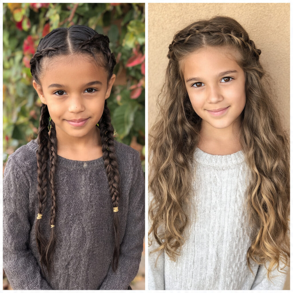 11 Kids Hairstyles Ideas That Are Cute, Easy & Totally Parent-Approved 11 mini braids with loose hair styles for kids