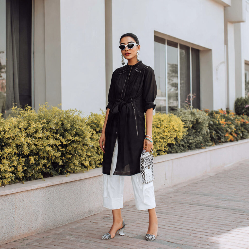 12 Eid Outfit Ideas That’ll Make You Feel Like the Main Character This Eid 7 monochrome eid outfit for women