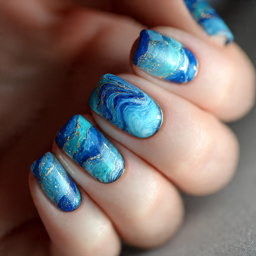 13 Summer Short Nails That Are Cute, Fresh, and Basically Made for Sunshine 13 ocean blue short nails