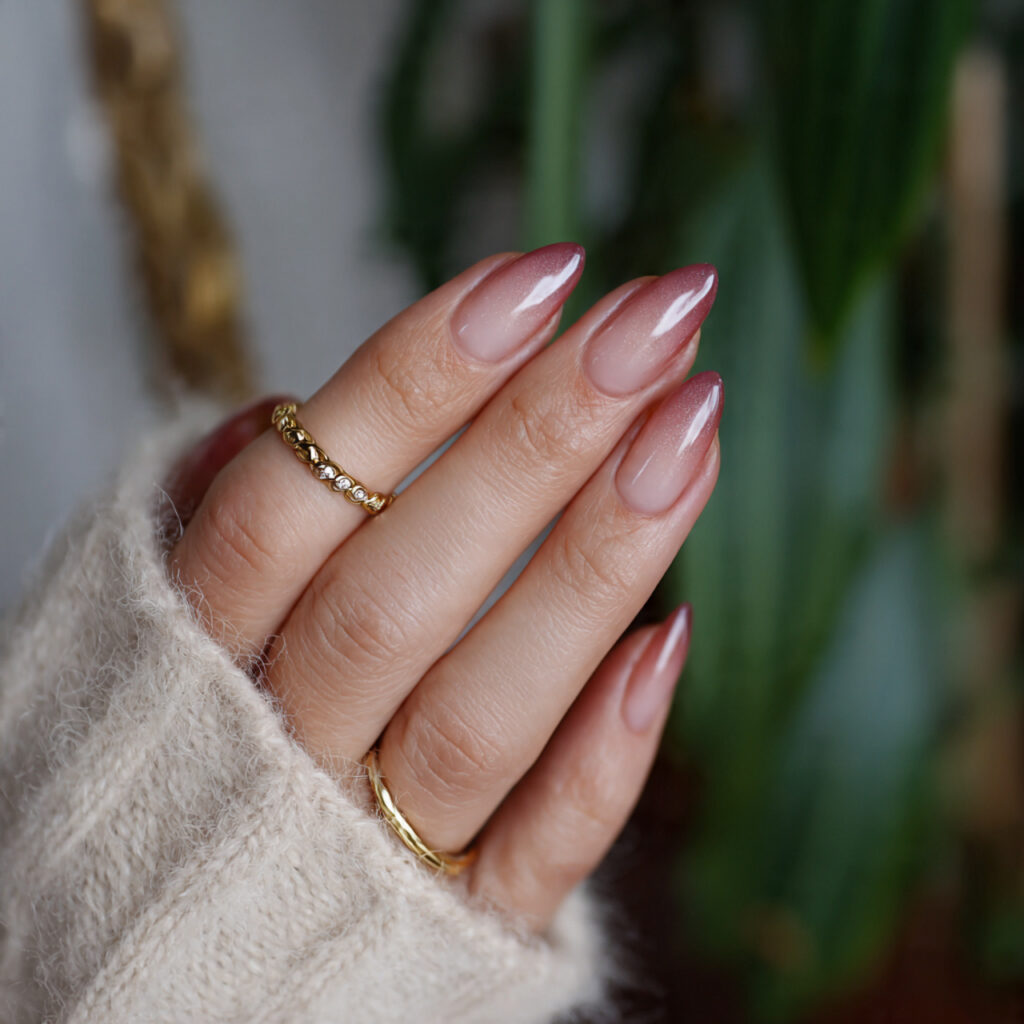 15 Almond Acrylic Nails That Instantly Elevate Your Style (And the Outfits That Look Amazing With Them) 12 ombre almond acrylic nails minimal outfit