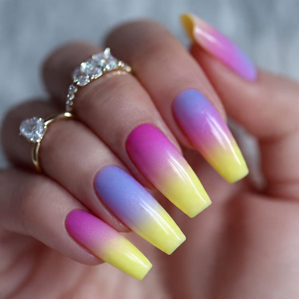 ombre short coffin nails