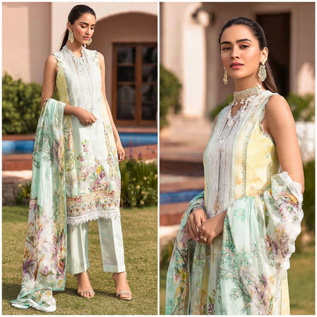 12 Eid Outfit Ideas That’ll Make You Feel Like the Main Character This Eid 3 pastel lawn suit with statement dupatta for eid ou