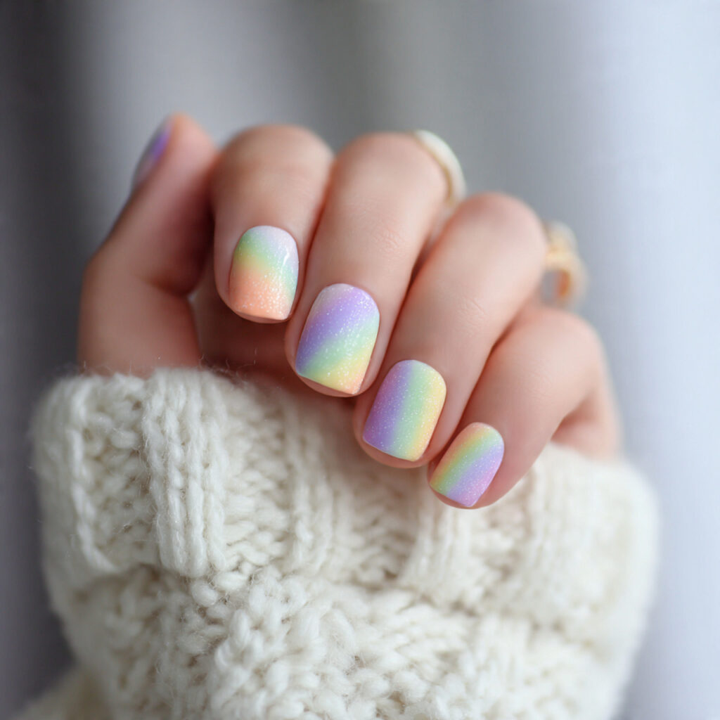13 Summer Short Nails That Are Cute, Fresh, and Basically Made for Sunshine 4 pastel rainbow short nails