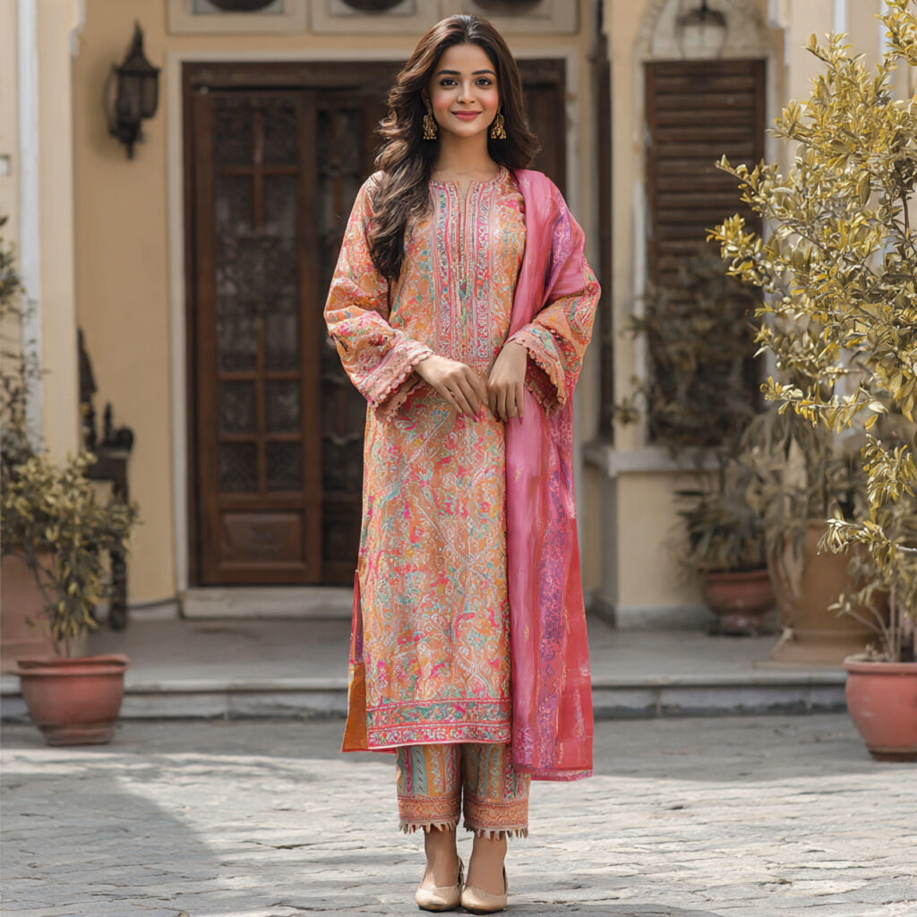 12 Eid Outfit Ideas That’ll Make You Feel Like the Main Character This Eid 11 printed silk kurta set for eid outfit for womens