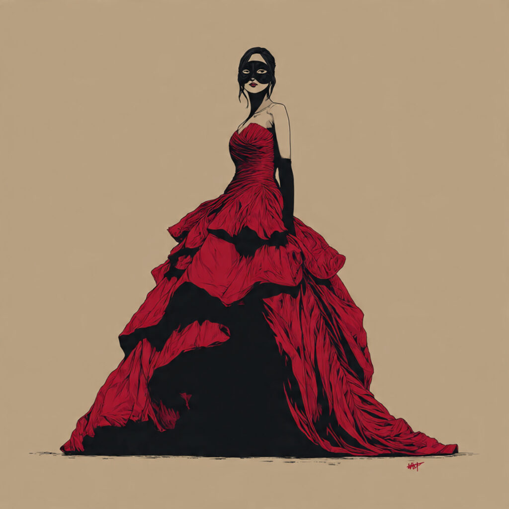 15 Masquerade Outfit Ideas That Will Make You the Most Mysterious (and Stylish) Person at the Ball 10 red gown black mask