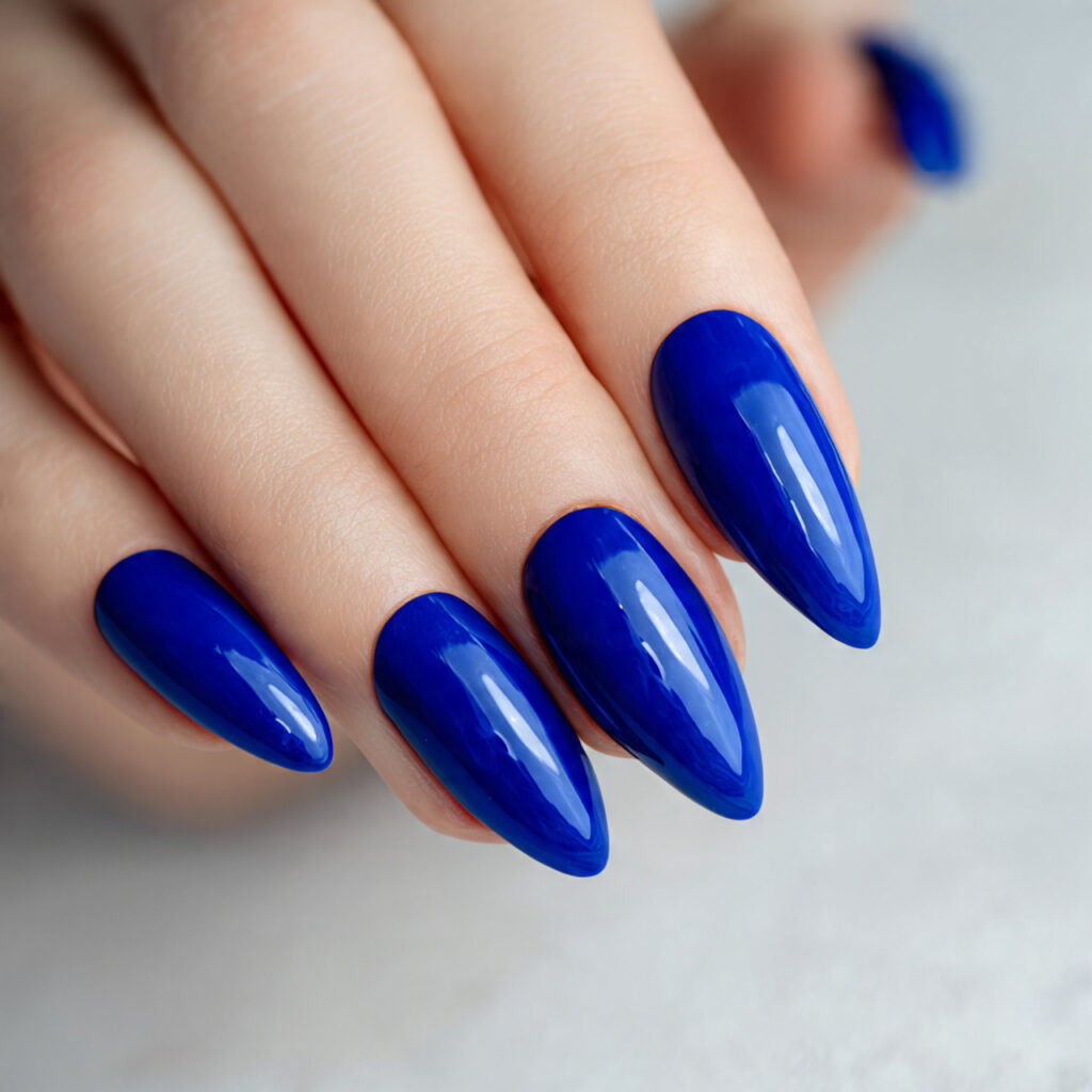 14 Trending Blue Nail Ideas Everyone Is Obsessed With Right Now (Your Next Mani Just Found You) 10 royal blue almond nails 1