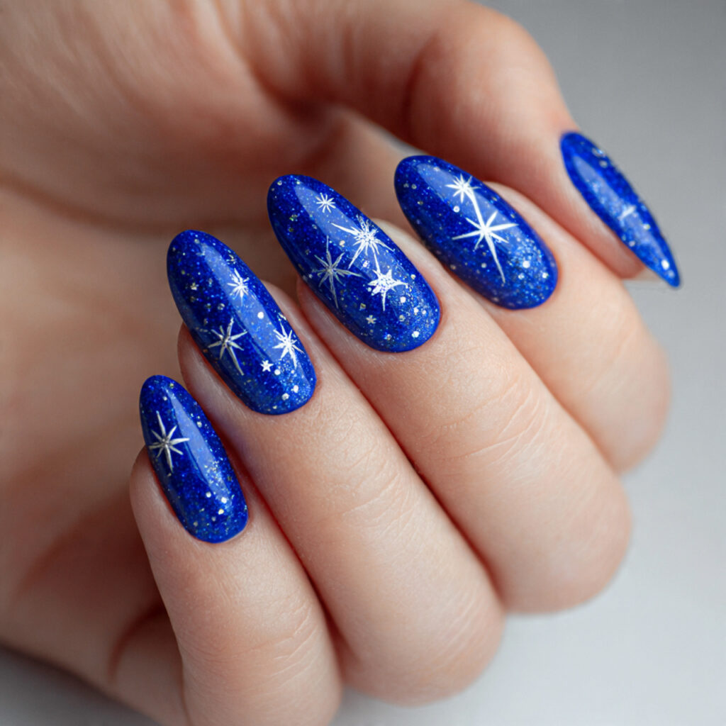 15 Royal Blue Nails That Instantly Elevate Your Style (And Yes, You Can Totally Wear Them Tomorrow) 14 royal blue nails with stars