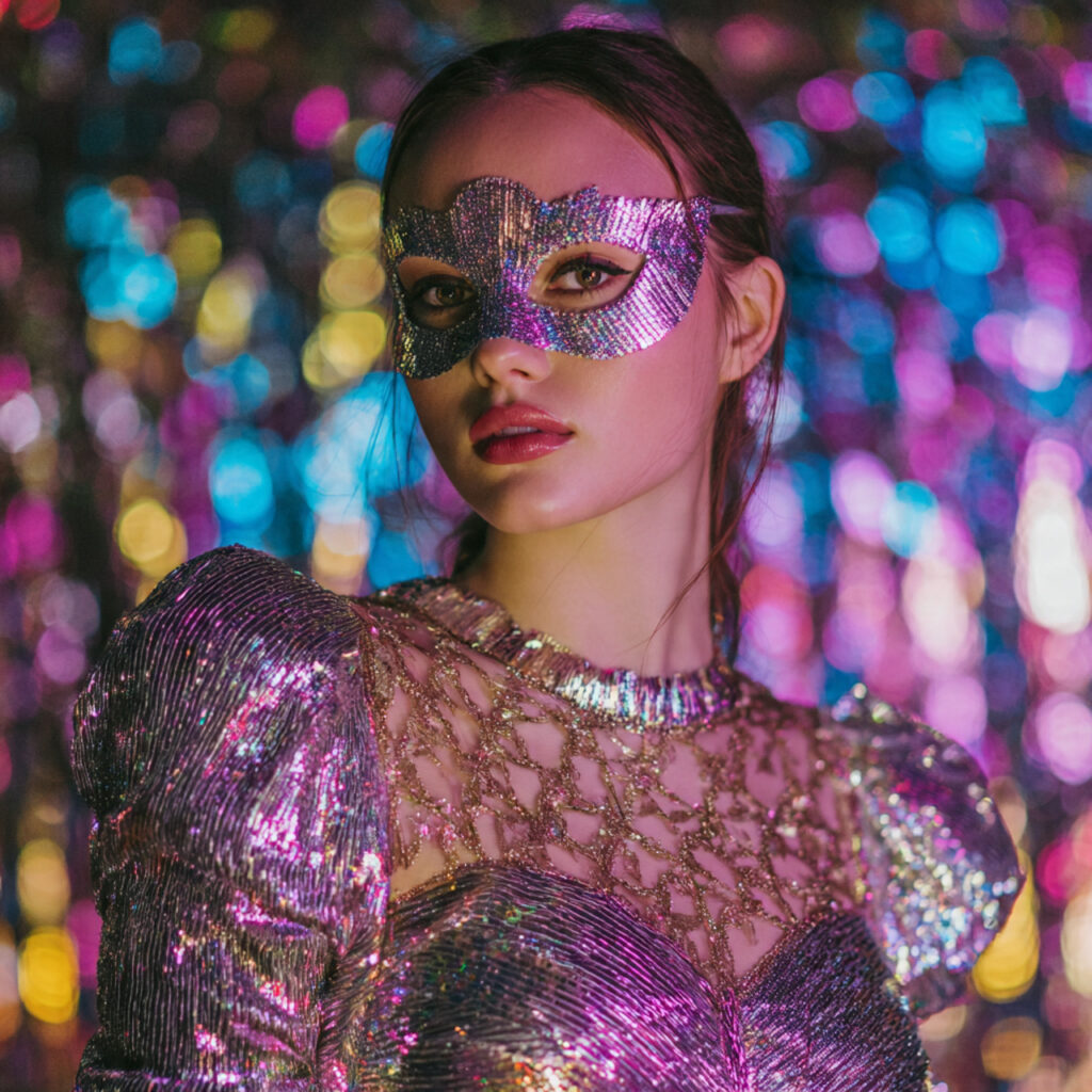 15 Masquerade Outfit Ideas That Will Make You the Most Mysterious (and Stylish) Person at the Ball 6 sequin dress metallic mask
