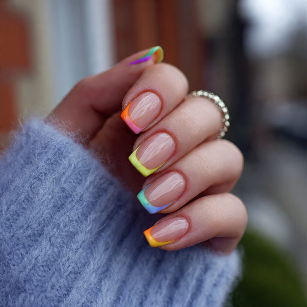 14 Short Acrylic Nails That Look Chic, Stylish, and Totally Wearable Right Now 13 short acrylic nails with colorful tips