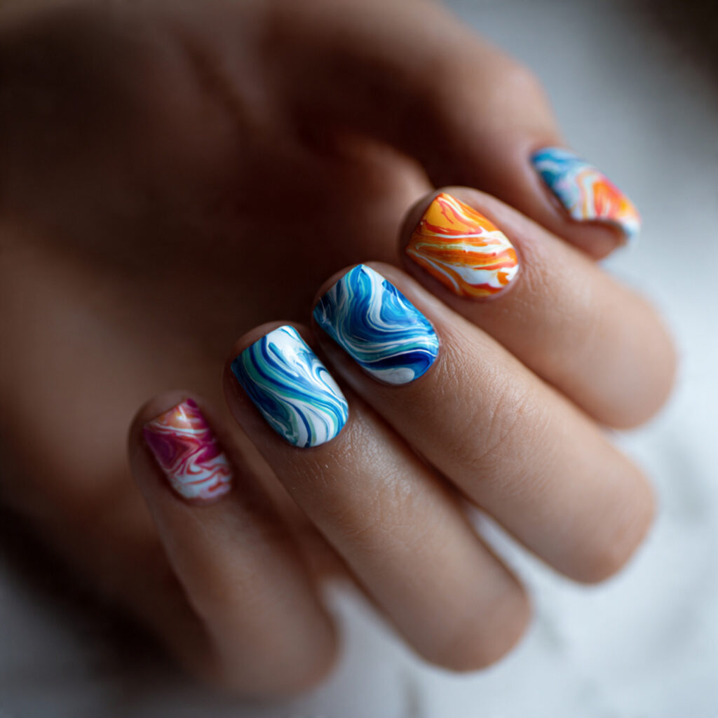 12 Short Gel Nails That Are Cute, Classy, and Basically Impossible to Ignore 13 short gel nails with abstract swirls