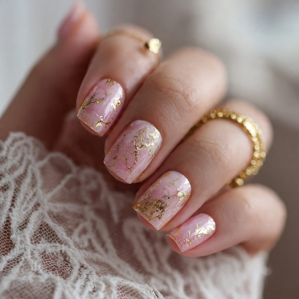 12 Short Gel Nails That Are Cute, Classy, and Basically Impossible to Ignore 11 short gel nails with gold foil