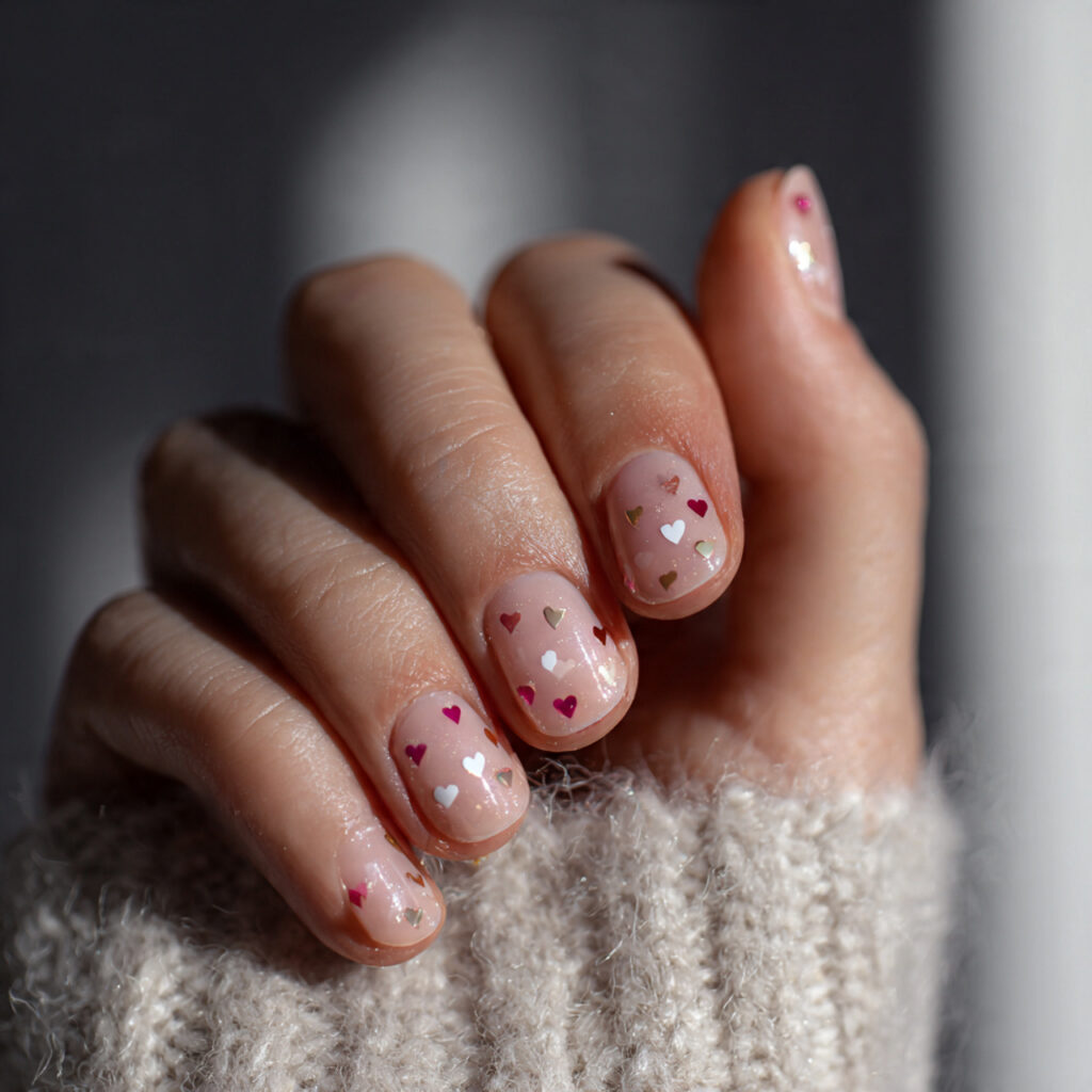 12 Short Gel Nails That Are Cute, Classy, and Basically Impossible to Ignore 7 short gel nails with tiny hearts