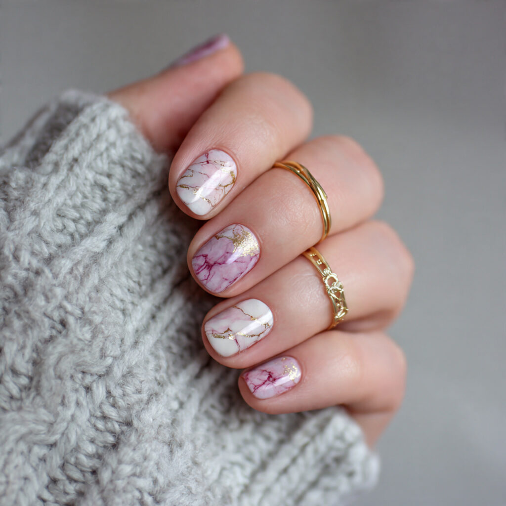 short marble nail design