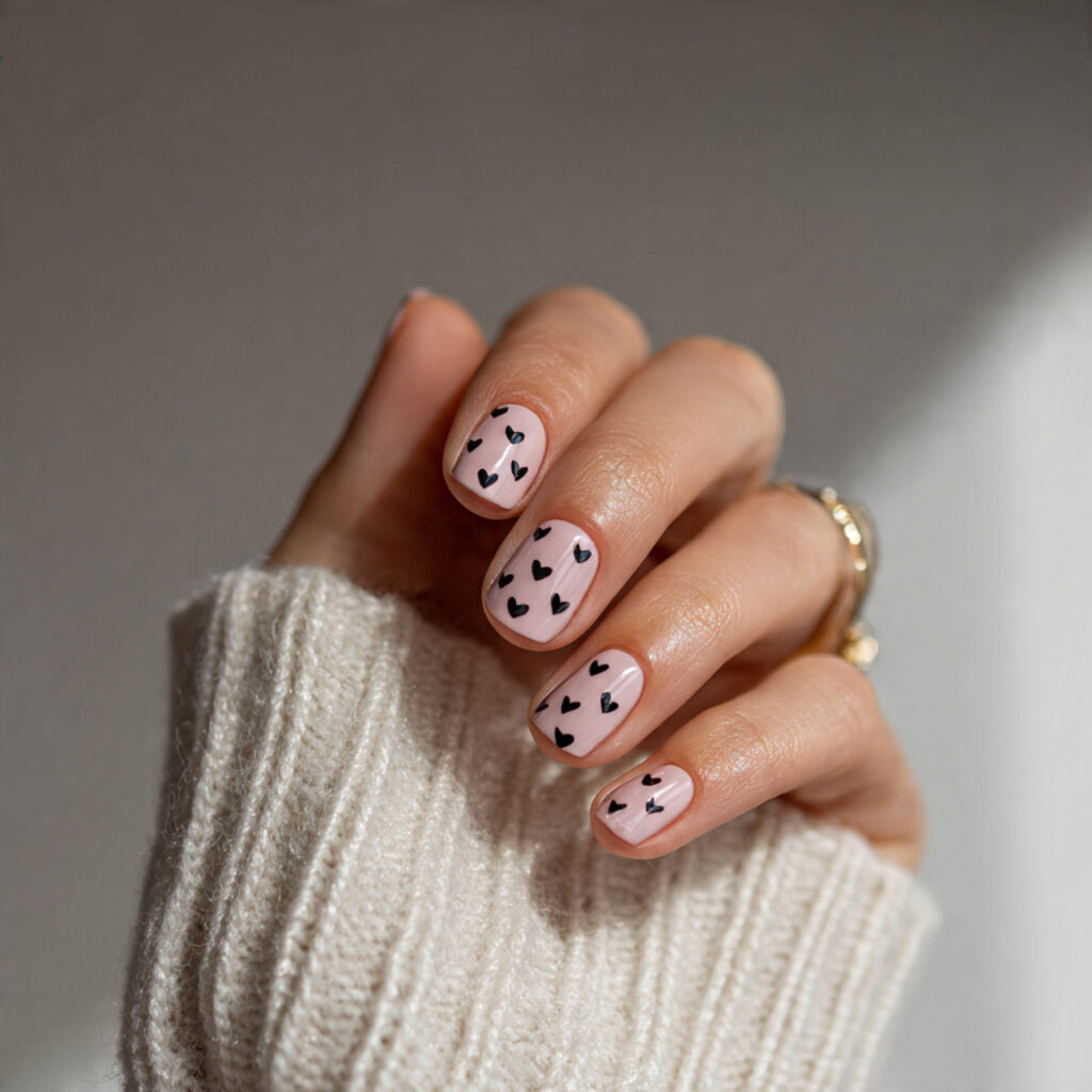 14 Short Nails Design Ideas That Make Your Hands Look Instantly Chic (Yes, Even If You’re a Minimalist) 6 short nails with tiny hearts