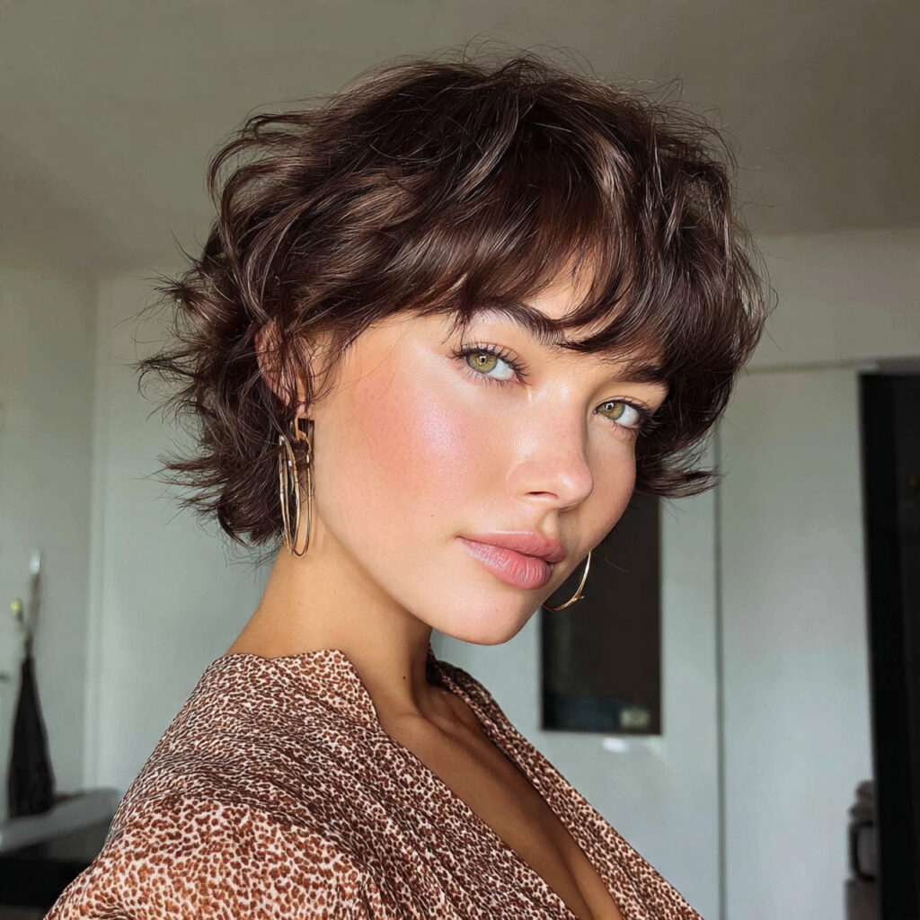 short wavy hair with micro bangs