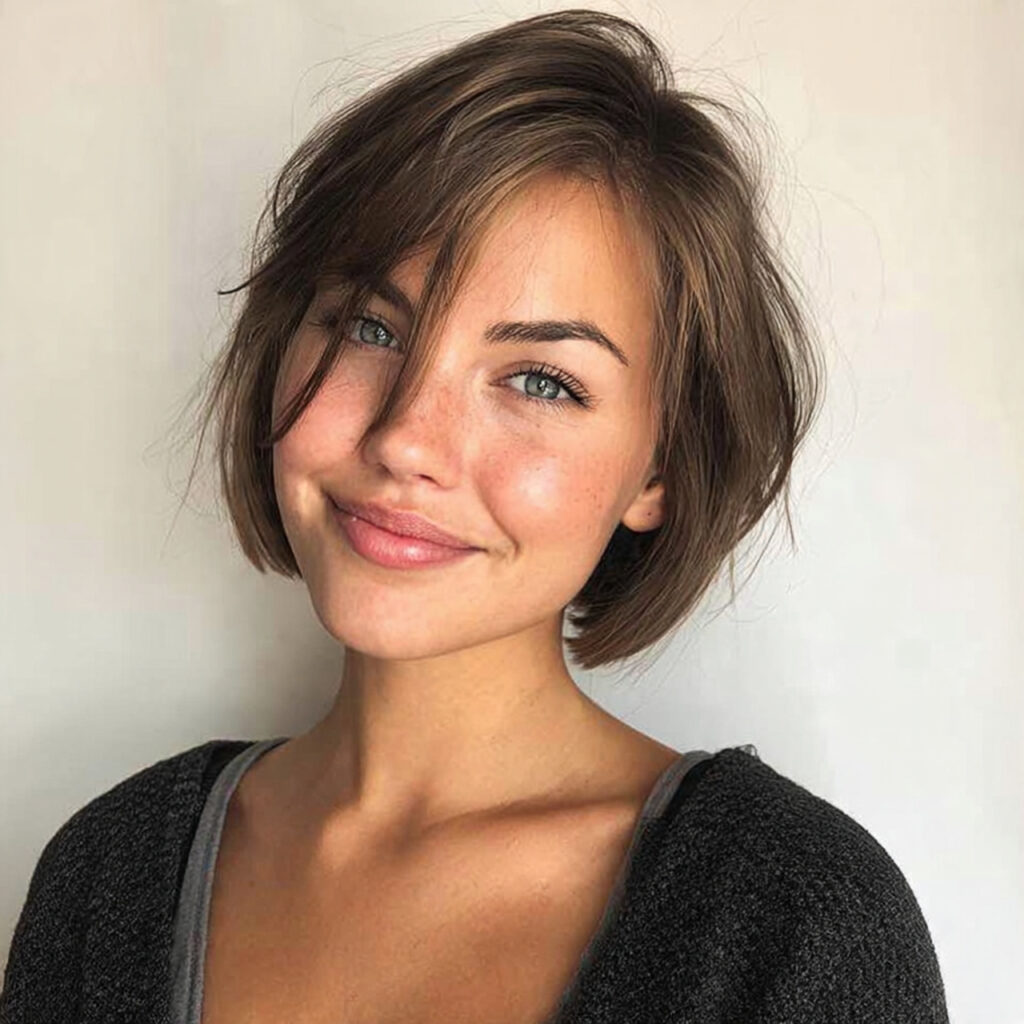side parted short bob for short hairstyles