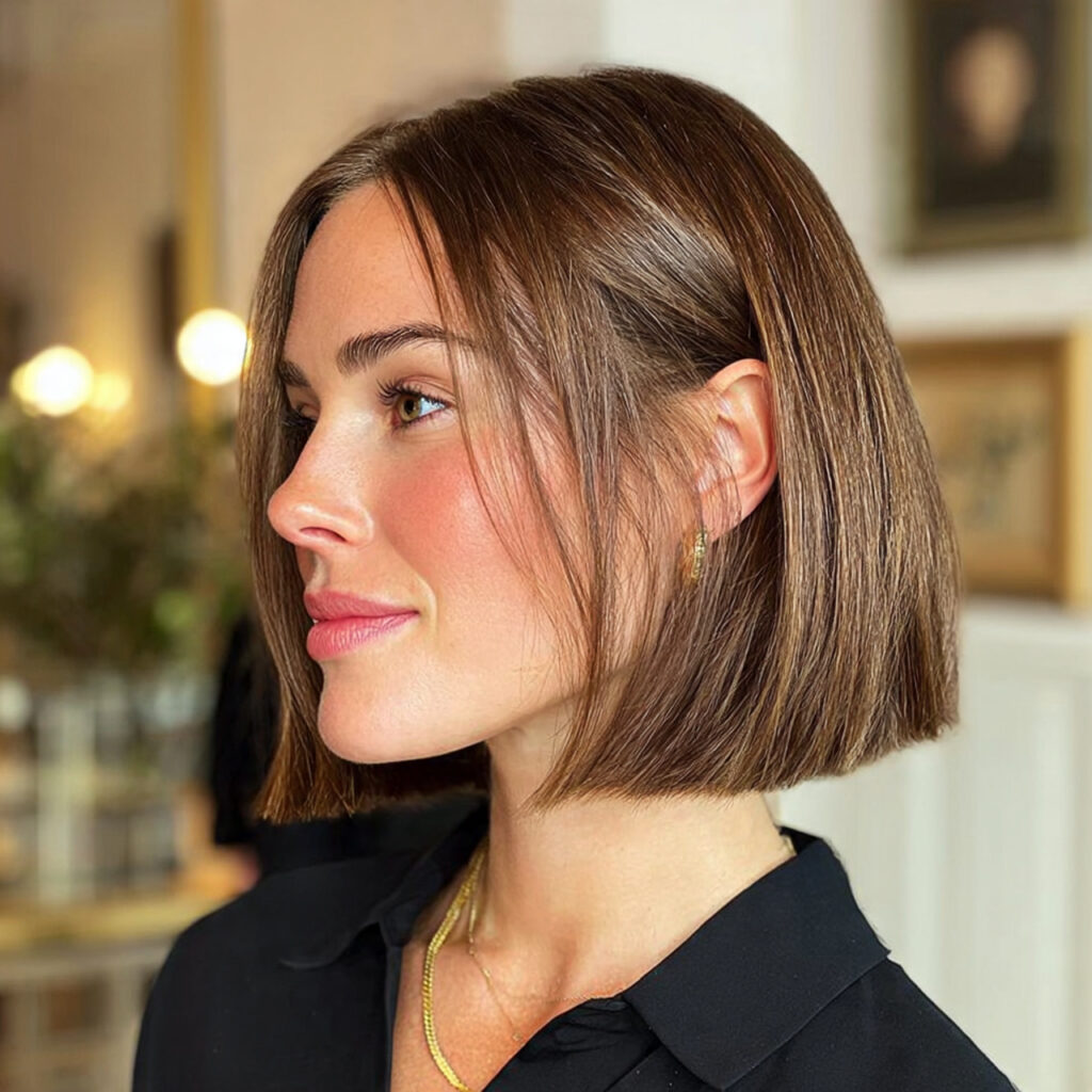 sleek blunt bob for short hairstyles