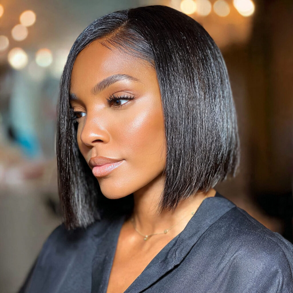 sleek blunt bob with quick weave hairstyles