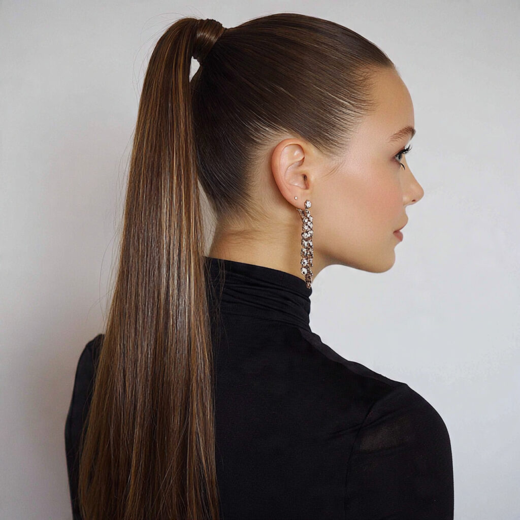 sleek high ponytail with long hairstyles ideas