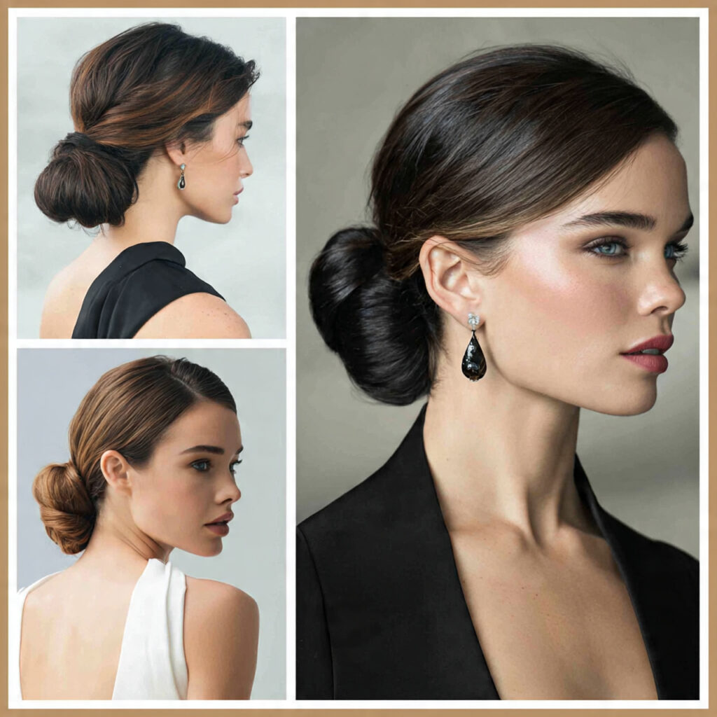 sleek low bun with hairstyles