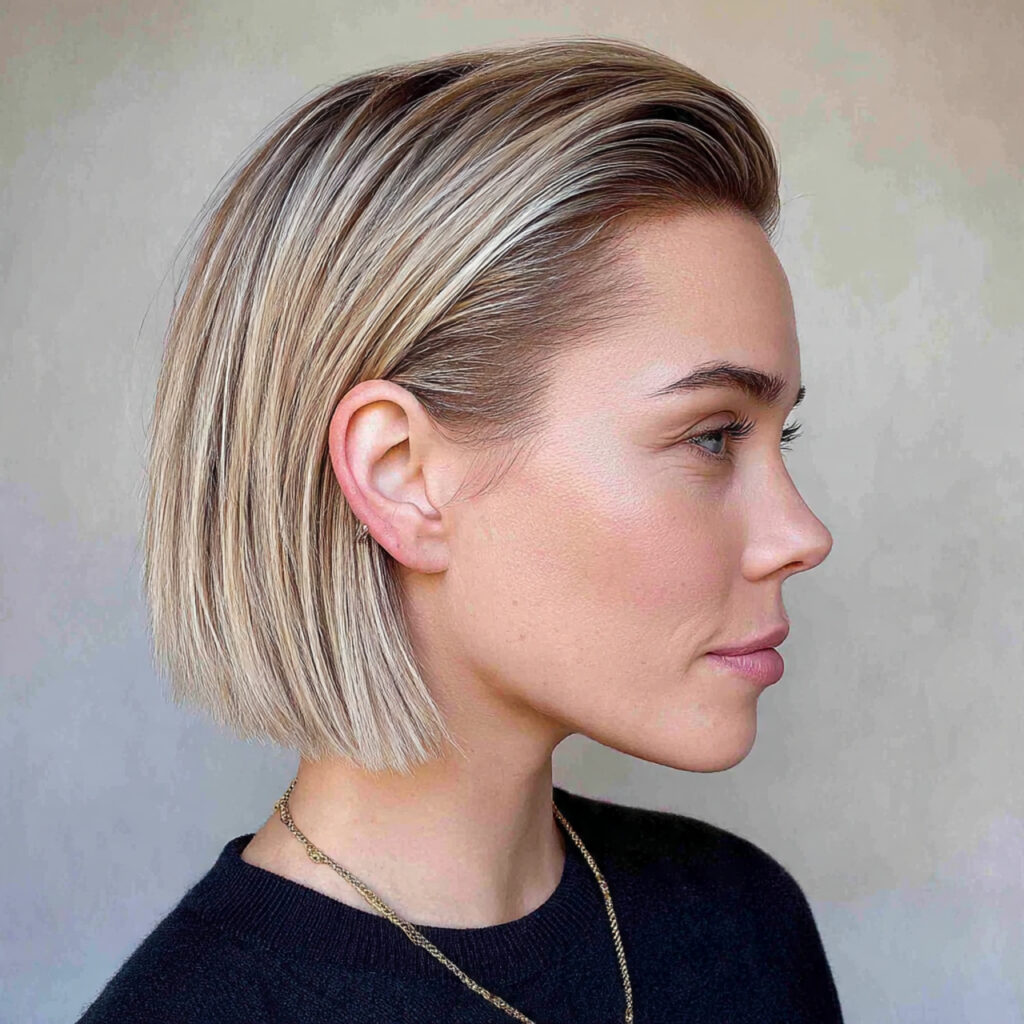 slick back bob hairstyle for girls