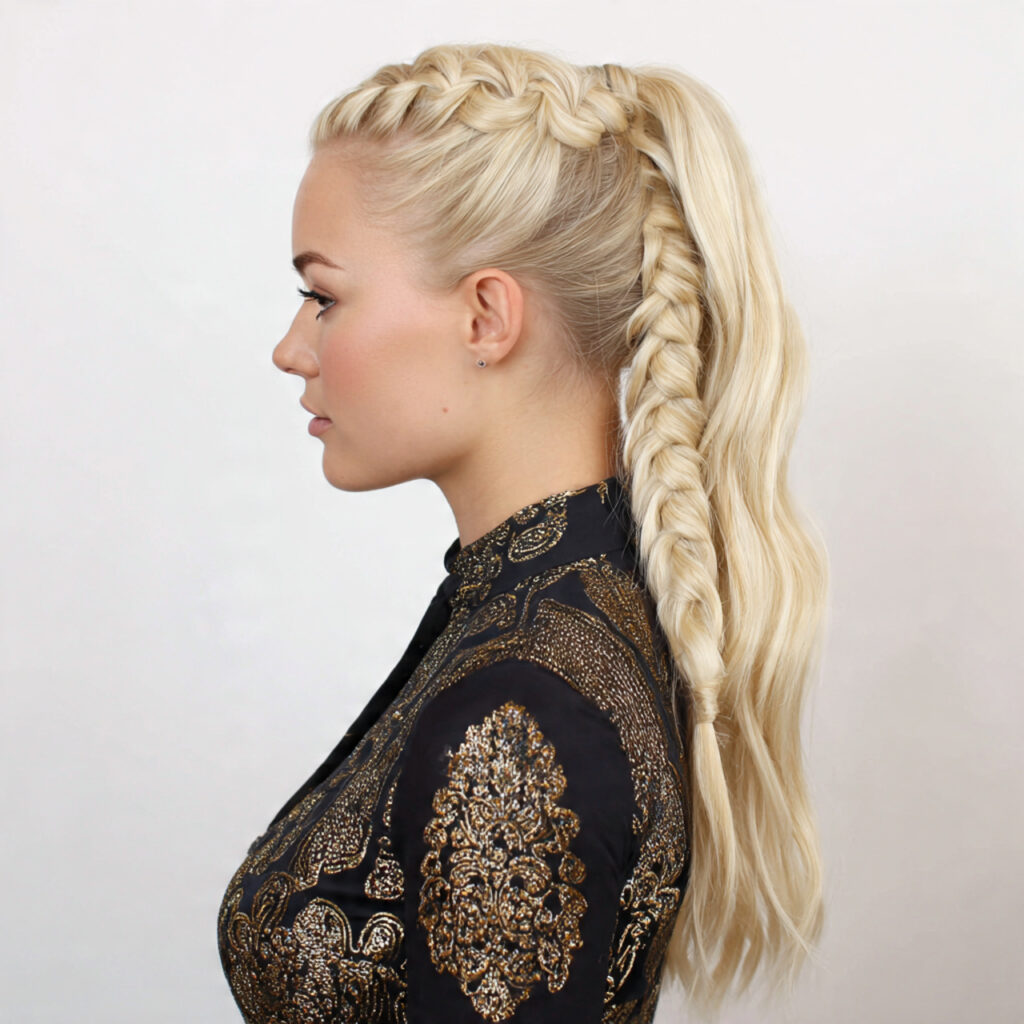 slick back braided ponytail for women
